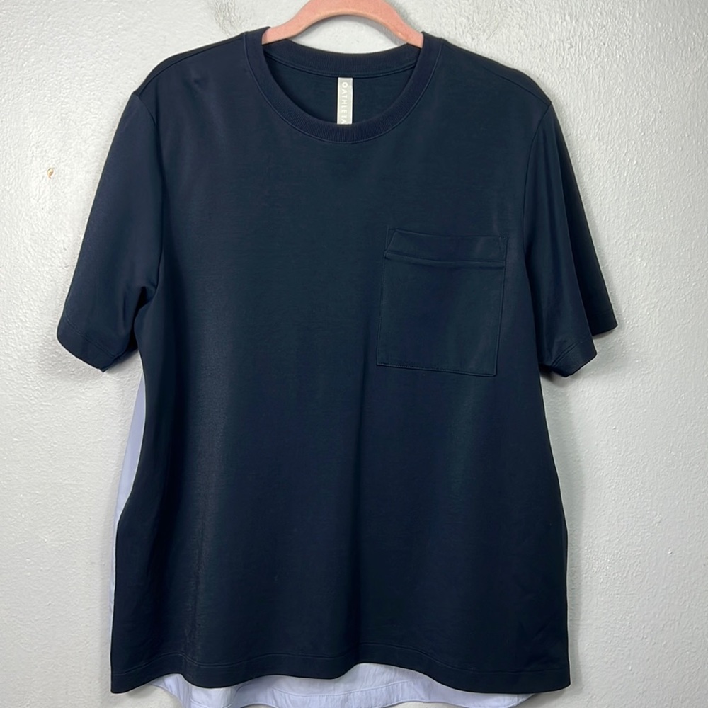 Athleta Navy Blue Two Tone Back Panel Top Large